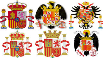 Escudos de España, en distintas épocas.