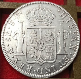 Real de a 8, reverso, 1782.